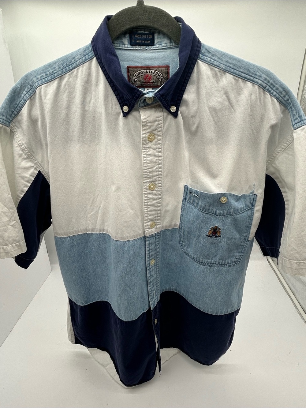 Vintage Urgent Gear 1990’s Street Wear Button Down Pointed Collar Shirt Medium
